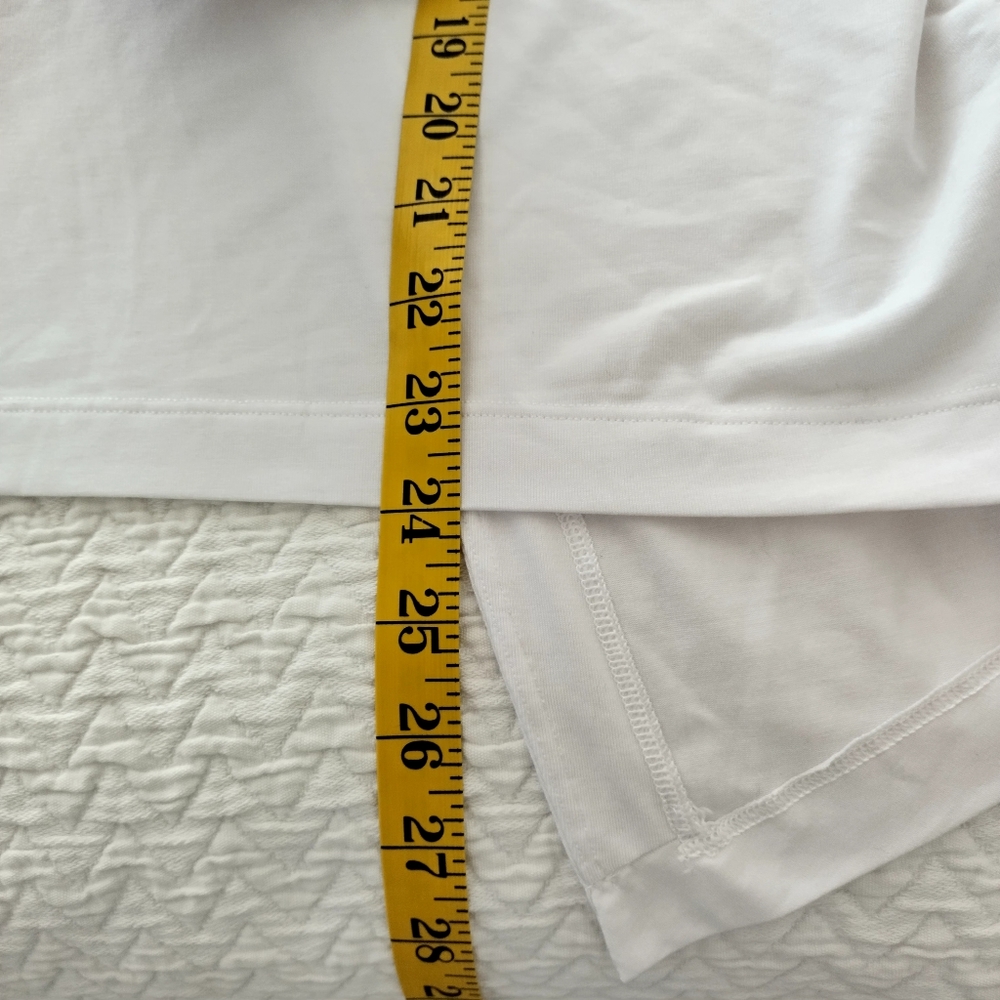 Athleta Explore Tee Split Back White V-Neck Short… - image 7